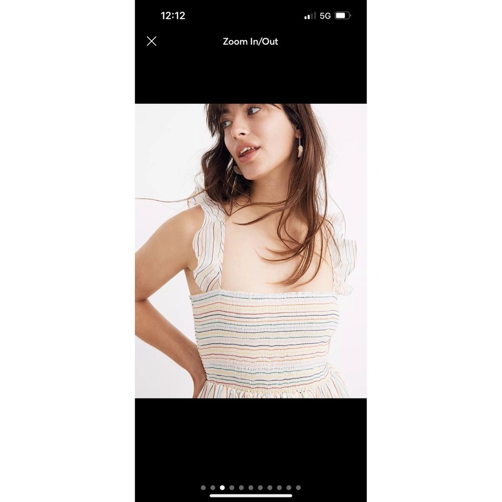 Madewell ruffle-strap smocked dress in rainbow stripe NWT sz XL